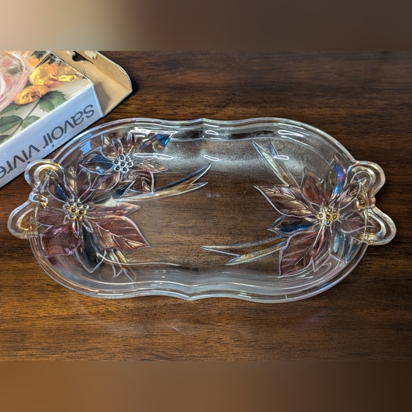 Vintage Poinsettia Christmas Platter In Box - Picture 6 of 8